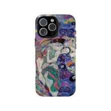 The Maiden Gustav Klimt 手機殼 藍色馬賽克藝術拼貼設計 文藝美學風 相容 iPhone 17 16 Pro Max 15 14 Plus 13 12 11 - 紫色 - 查看 5