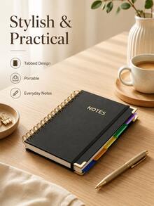 1 pezzo Quaderno A5 con copertina rigida e rilegatura a spirale, 300 pagine, carta rigata spessa 100g, stile retrò, adatto per lavoro, artigianato e articoli essenziali per il ritorno a scuola. - Stili multipli - Visualizzare 5
