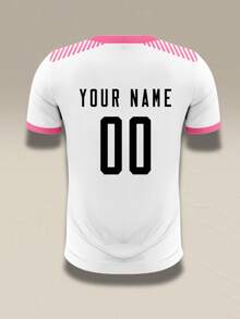 Custom Plus Size Plus Size White & Pink Gradient Soccer Jersey - Your Name & Number Personalized Football Shirt With Pattern - White - View 4
