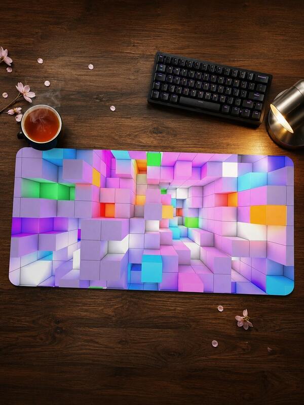 1pc XXL Extra Large Colorful Cube Mouse Pad Pink Purple Blue Green 3D Block Space Pattern High Definition Print Soft Fabric Surface Non-Slip Rubber Bottom Desk Mat Keyboard Pad Computer Desktop Protector Suitable For Laptop Desktop Mechanical Keyboard Wireless Mouse Perfect For Student Dorm Office Study Room Design Desk Can Be Used For Office Study Online Class Drawing Desk Father's Day Graduation Season Summer Birthday Gift Bright Fresh Suitable For Personal Use Or Gifts For Friends And Family Purchase Suggestion Add To Cart Large Area Coverage For Keyboard And Mouse Area Protects Desktop From Scratches And Wear Easy To Clean Enhances Colorful Desktop Atmosphere Worth Getting