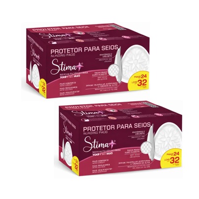 Kit Absorvente para Seios Stima | 2 Pacotes | 64 Unidades | Pague 48 Leve 64 | Economia