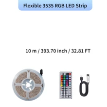 Đèn LED dây RGB 3535, điều khiển từ xa hồng ngoại 44 phím, cấp nguồn USB, tự dán, có thể cắt, đèn nền TV, tùy chọn 1M-30M cho trang trí nhà, phòng ngủ, tủ, lễ hội - Dải đèn LED 44k-3535 - Xem 14