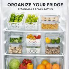 2pcs/3pcs/4pcs Refrigerator Food Storage Boxes With Lids And Removable Colander, Stackable Fruit And Vegetable Storage Containers, Transparent Fridge Organizer, Gray/Blue, Multiple Sizes S/M/L/XL - View 7