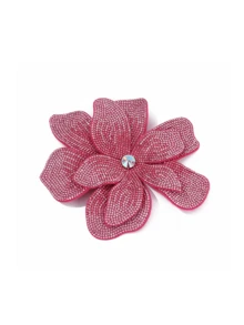 1pc Rhinestone Flower Spring Hair Clip, Suitable For Women's Daily Hairstyle Decoration - Pink - View 2