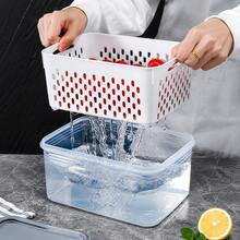 2pcs/3pcs/4pcs Refrigerator Food Storage Boxes With Lids And Removable Colander, Stackable Fruit And Vegetable Storage Containers, Transparent Fridge Organizer, Gray/Blue, Multiple Sizes S/M/L/XL - View 6