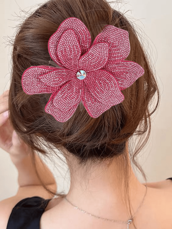 1 pièce Pince à cheveux fleur strass, convient pour la décoration de coiffure quotidienne des femmes