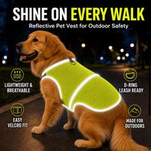 1pc Adjustable Reflective Safety Vest For Dogs/High-Visibility Reflective Dog Walking Vest For Night/Breathable Mesh Hook & Loop Easy On-Off Outdoor Pet Reflective Vest/Suitable For Large, Medium And Small Dogs - Yellow - View 4