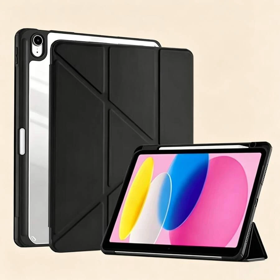 Protective Case Compatible With IPad 11th Gen, A16 Model, Fashionable Y-Fold Tablet Case, High Transparency Acrylic Backplate, Customizable DIY, Shockproof, Full Coverage Anti-Drop Protection, PU Leather, Suitable For IPad Air 11 Tablet Case, Suitable For IPad 9th Gen 10.2 Inch, 8th Gen 10.2 Inch, Pro 11, 10th Gen Tablet Protective Case