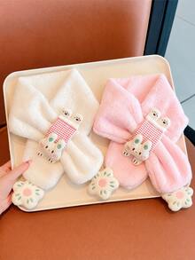 1pc Girls' Rabbit Plush Scarf - Cartoon Cross Neck Warmer, Outdoor Travel Scarf For Kids - Multicolor - View 19