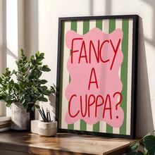 1pc Fancy A Cup Of Tea? Kitchen Decor Poster, Dinner Food Theme, Fun Fashion Art, Green & Pink Color Scheme, Tea Theme Canvas Wall Art, Unique Girl Art, Inspirational Quote Art, Home Decor, Canvas Print - A - View 9