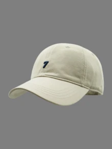 1pc Unisex Minimalist Number 7 Baseball Cap, Vintage Washed Dad Hat, Embroidered Logo, Adjustable Casual Hat, Suitable For Spring, Autumn, Summer Travel - A - View 7