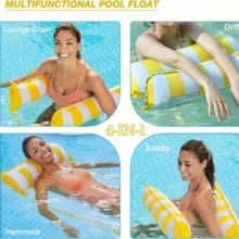 4-In-1 Portable Swimming Pool Lounge Chair, Multifunctional Inflatable Water Hammock With Saddle, Lounge Chair And Drift Functions, Perfect For Travel And Family Pool Time, Easy To Inflate, Durable PVC Pool Lounge Chair - Multicolor - View 6