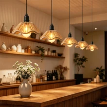 1pc Floral Rattan Pendant Light, Indoor Decorative Rattan Pendant Light With Timing Function, Suitable For Ceiling Lights, Living Rooms, Bedrooms, Dining Rooms, Bar Counter Decoration (Excluding Batteries) - Battery Box - View 2