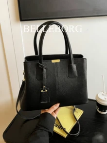 Vintage Women Large Capacity Tote Bag - Black - View 1