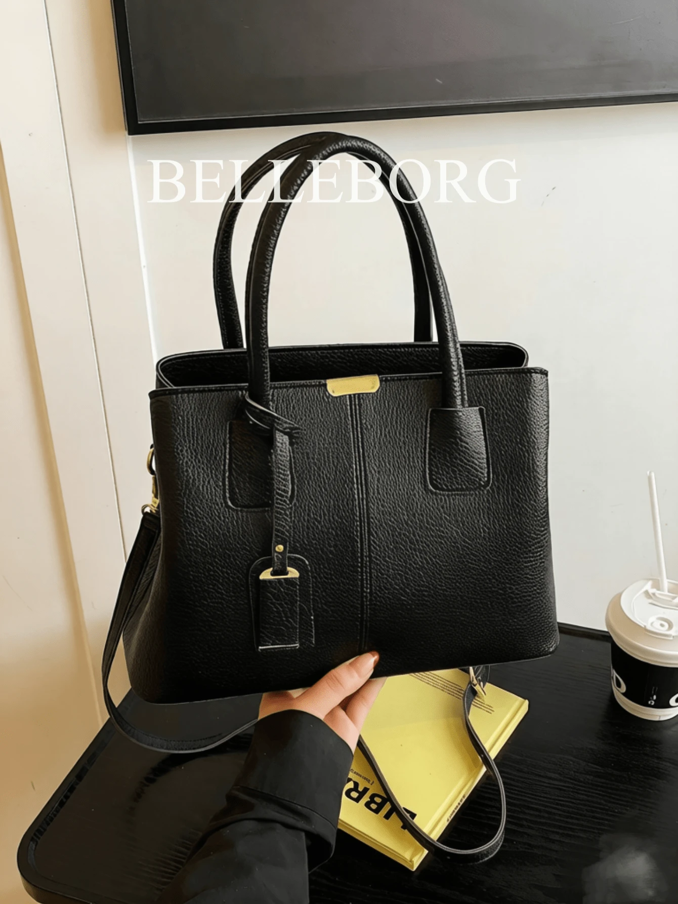Vintage Women Large Capacity Tote Bag - Black - View 1