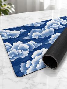 1pc XXL Extra Large Blue Cloud Mouse Pad, White Cloud Sky Pattern, High-Definition Print, Soft & Delicate Fabric Surface, Non-Slip Rubber Bottom, Computer Desk Mat, Keyboard Pad, Office Desk Protector - View 7