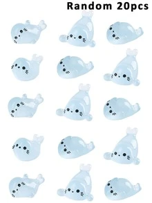 100/50/20/10/1pc Mini Blue Seal Resin Model, Glow-In-The-Dark Ocean Style, Cute Small Gift, Suitable For DIY Garden Decor, Fish Tank Accessories, Car Ornament, Desk Decoration, Birthday Party Decoration - Multicolor - View 13