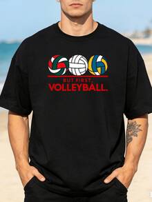 Nueva camiseta casual de verano para hombre, cuello redondo acanalado, mangas cortas, tejido de punto, fresca y cómoda, estampado a doble cara, adecuada para O.Png. - Negro - Ver 1