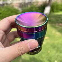 彩色創意凹面式菸草研磨器 50MM 大容量抽菸配件,彩虹漸層變色表面,耐用金屬研磨器,適合手捲菸使用者研磨 - 查看 10