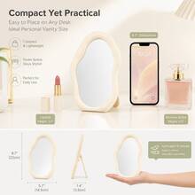 Cloud-Shaped Makeup Mirror | Desktop Storage Mirror | Adjustable Angle | Pink/White/Yellow - Multicolor - View 5