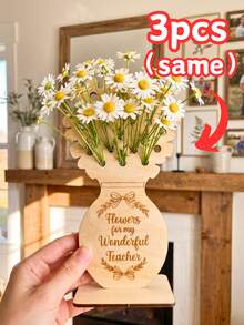 Personalized Custom Text Wooden Flower Holder With Stand, Rustic Vase Display Rack, Reusable Home Garden Decor, Ideal Mother's Day Birthday Gift For Grandma Kid Friend, Wildflower Picking Activity Craft Ornament - Multicolor - View 27