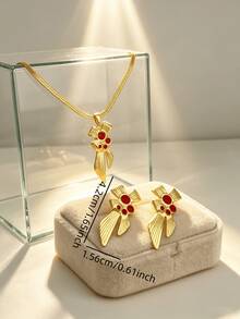 1/4 Set Fashion Necklace And Earrings Set, 304 Stainless Steel Fashion Enamel Jewelry Gift, High-End Hypoallergenic Non-Fading, Fresh, Vintage, Minimalist, Perfect For Summer Style, Commuting, Dating, Party And Other Occasions, Easily Enhance Outfit Sophistication, Perfect Birthday Gift, Ideal Gift - Multicolor - View 7