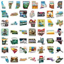 50pcs Landscape Travel Illustration USA State Map Creative Cartoon Decorative Bicycle Envelope Stickers - Map Of the United States - 2044 - View 4