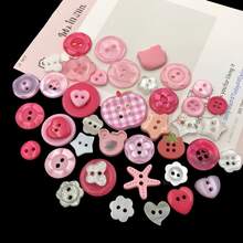 16/26/36/46/56/66/76/86Pcs Buttons, Pink Mixed Buttons/Suitable For Bracelet Charms/Pink-Apple-Heart-Bow-Pattern Random, Suitable For DIY Scrapbook Decoration And Clothing Accessories, Cute Mixed Bracelet Button Charms, Random Styles - Multicolor - View 5