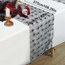 1PC Halloween Mesh Gold Foil Table Runner, Spider And Bat Pattern Halloween Tabletop Decoration, Halloween Theme Holiday And Party Table Decor - Multicolor - View 3
