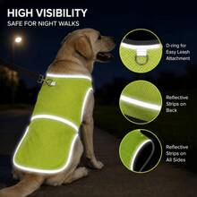 1pc Adjustable Reflective Safety Vest For Dogs/High-Visibility Reflective Dog Walking Vest For Night/Breathable Mesh Hook & Loop Easy On-Off Outdoor Pet Reflective Vest/Suitable For Large, Medium And Small Dogs - Yellow - View 2