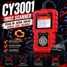 CY3001 OBD2 Car Diagnostic Tool - Advanced Engine Fault Diagnosis Tool, USB Powered, Compatible With All Models From 1996 Onwards, Supports 36V, With DTC/Freeze Frame/Read/Erase/Data Stream Functions - Red - View 10