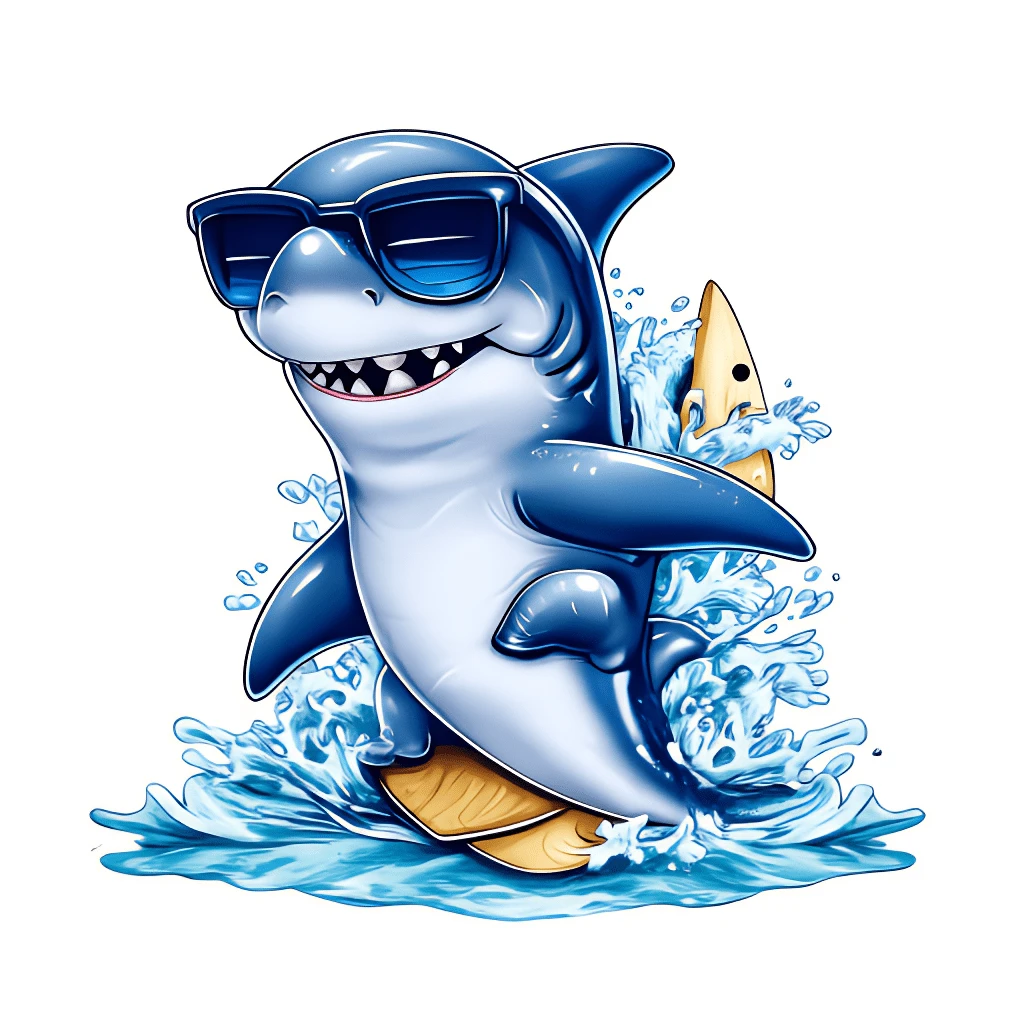 1/2/3pcs Surf Fashion Glasses Shark Heat Transfer Iron-On Patch, Cartoon Cool Shark DIY Heat Transfer Sticker, Suitable For Clothing, T-Shirt Making, Pillow Decoration And Apparel Items And Applique - Multicolor - View 1
