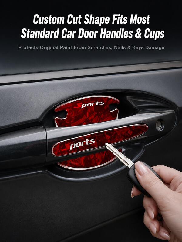 8pcs Forged Carbon Fiber Texture Car Door Handle Protector Stickers, Anti-Scratch Door Bowl And Handle Protective Decals, Waterproof Universal Car Exterior Accessories