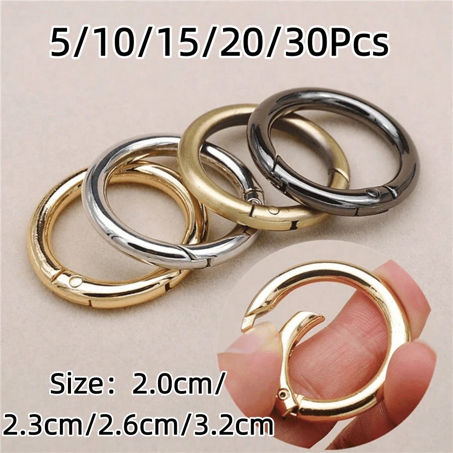 5/10/15/20/30 cái móc khóa carabiner tròn bằng kim loại có lò xo mở được, đầu nối móc khóa, phù hợp làm trang sức DIY và phụ kiện cho doanh nghiệp nhỏ