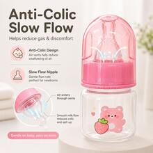 1 buah Botol Bayi PP Bergambar Lucu 60ml, Anti Bocor dan Tahan Jatuh, Botol Leher Standar, Hadiah untuk Bayi Baru Lahir - MultiWarna - View 3