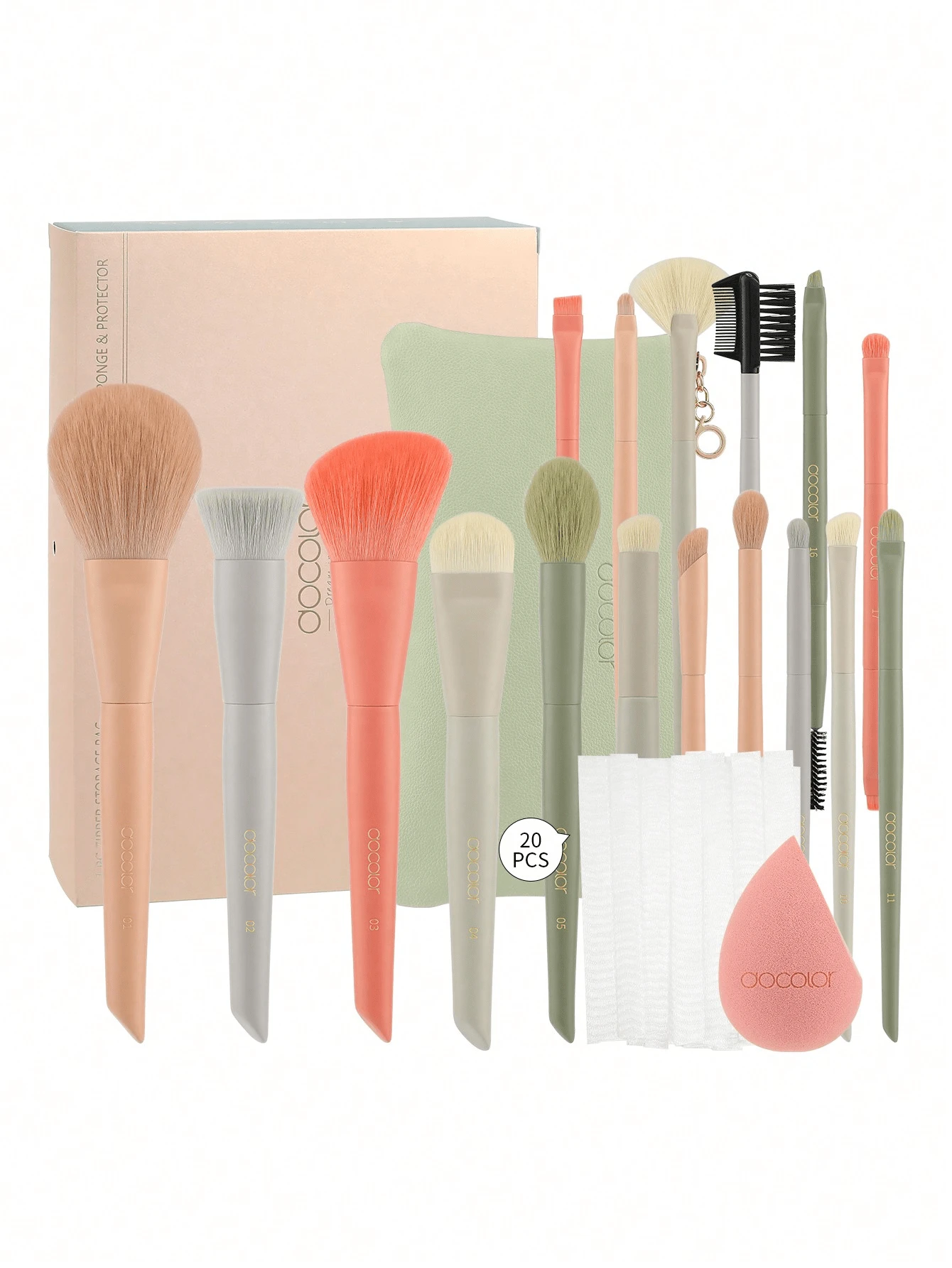 docolor 17pcs Professional Makeup Brush Set | Complete Face And Eye Makeup Set, Vegan, Cruelty-Free Synthetic Bristles And Wooden Handles, Essential Portable Professional Makeup Brush Set | Perfect Gift For Christmas, Birthday And Valentine's Day | Elegantly Packaged Gift Set, Suitable For Her, Best Friend And Makeup Enthusiasts - 彩色 - 查看 1