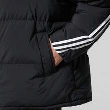 Jaket puffer berkerudung hangat berbahan bulu angsa dengan logo tiga garis adidas Originals PUFFER DOWN untuk pria. - Hitam - View 6