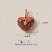 1pc Minimalist Oil Painting Style 14K Gold Plated Copper Material Pendant, Openable Oil-Filled Heart Zirconia Pendant, Women's DIY Daily Bracelet Necklace Keychain Pendant Decoration - Multicolor - View 16