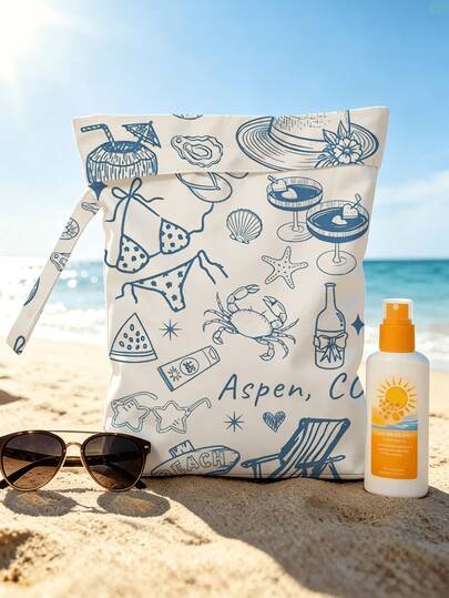 New Summer Starfish & Shell Pattern Dry-Wet Separation Bag | Toiletry Bag | Makeup Bag | Reusable Wet Storage Bag | Luggage Organizer | Women's Handbag | Outdoor Leisure Storage Bag | Durable Zipper Design | Suitable For Storing Swimwear, Travel Supplies, Beach & Pool Gear, Dirty Clothes & Yoga Sports Wear | Dorm & College Student Essential | Home Life Essential | Perfect Gift For Friends, Family & Loved Ones | Travel Essential