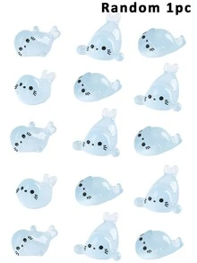 100/50/20/10/1pc Mini Blue Seal Resin Model, Glow-In-The-Dark Ocean Style, Cute Small Gift, Suitable For DIY Garden Decor, Fish Tank Accessories, Car Ornament, Desk Decoration, Birthday Party Decoration - Multicolor - View 9