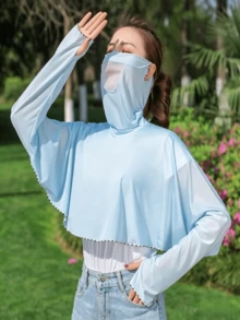 1pc Women's Summer Ice Silk Lightweight Sun Protection Scarf, Integrated Face, Neck And Arm Coverage, Breathable UV Protection, Suitable For Driving And Cycling - Multicolor - View 6