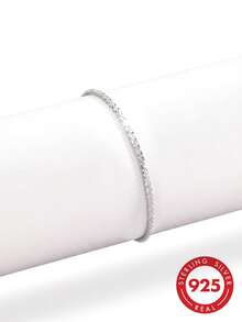 1 pieza Elegante tobillera de flor estrellada de plata de ley S925 con brillo, regalo de joyería para mujeres, decoración de pie elegante y hermosa para uso diario, fiesta, vacaciones, viene con una caja de regalo exquisita, adecuada para todas las estaciones - Plateado - Ver 2