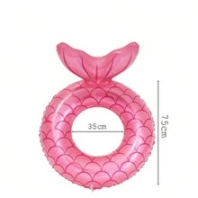 Mermaid Tail Inflatable Pool Float - Donut Shaped With Mermaid Tail, Available In Green And Pink, Family Fun Summer Water Toy Suitable For Children And Adults, Beach & Pool Party Floats - Multicolor - View 13