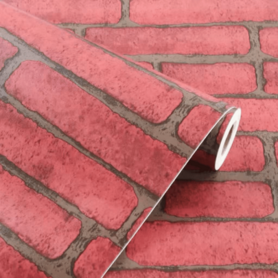 1 Roll Red Brick Pattern Self-Adhesive Wallpaper, Home Decor Wallpaper, Vinyl Material, Peel And Stick Removable, Suitable For Living Room, Bedroom, Kitchen, Hotel, TV Background Wall, Home Decoration, Wall Sticker, Countertop, Cabinet, Furniture Refurbishment, DIY Removable Wallpaper
