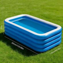 1 pieza Piscina inflable de PVC gruesa gigante, 3 o 4 capas opcionales, tamaño extra grande portátil plegable fácil de montar, piscina de juegos de agua, adecuada para verano en casa, jardín, patio trasero, patio exterior, piscina refrescante, azul y blanco - Multicolor - Ver 17