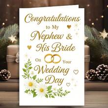 1pc Funny Gift - Elegant Wedding Congratulations Card For Nephew And His Bride, Perfect For Family Gift Giving On Their Special Wedding Day Celebration - Multicolor - View 4