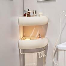 1pc Minimalist Aluminum Triangular Bathroom Storage Rack, Drill-Free Wall-Mounted Triangle Shelf, Available In 2 Colors. Bathroom Drainage Basket, Sink/Vanity Storage Rack, Multi-Functional Space-Saving Accessory. - Multicolor - View 10