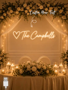 Custom Surname Neon Sign, Heart-Shaped Design, Wedding & Home Decor LED Light - Multicolor - View 4
