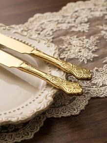Cirelle 2pcs Vintage Royal Cake Serving Set, Elegant Stainless Steel Cake Knife And Cake Server, Polished Mirror Finish, Suitable For Dishwashing,  Tableware,Bachelor Party, Party Supplies, Travel Set,Graduation, Cooking Utensil Set - Multicolor - View 5
