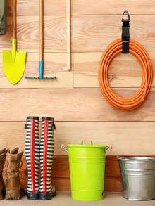 4 piezas Correas ajustables para manguera de jardín, Organizador de cables de extensión de alta resistencia, Correas de almacenamiento colgante para garaje y taller, Bridas reutilizables para gestión de cables - Resistente y duradero - Ver 10